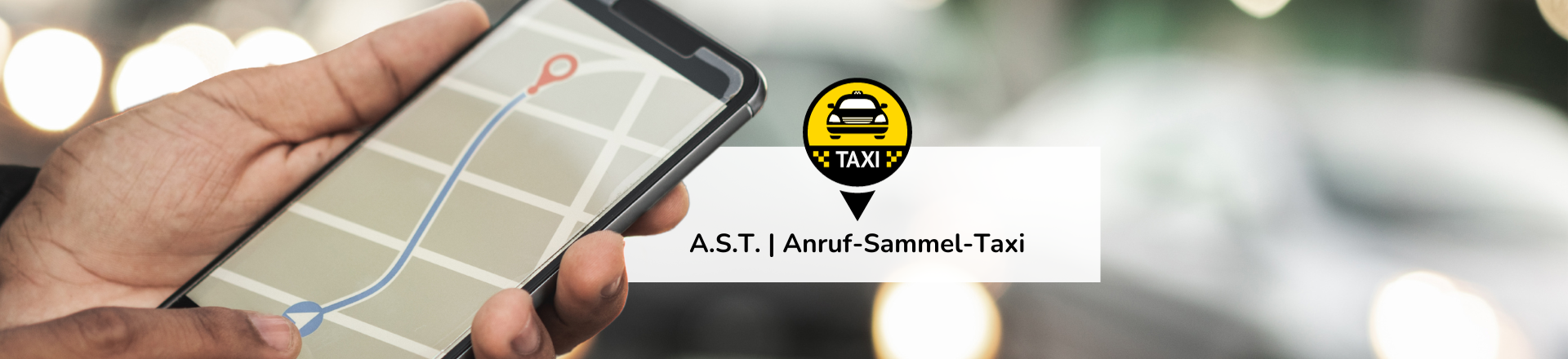 Map auf Handy zeigt Navigation zum nächsten Anrufsammeltaxi